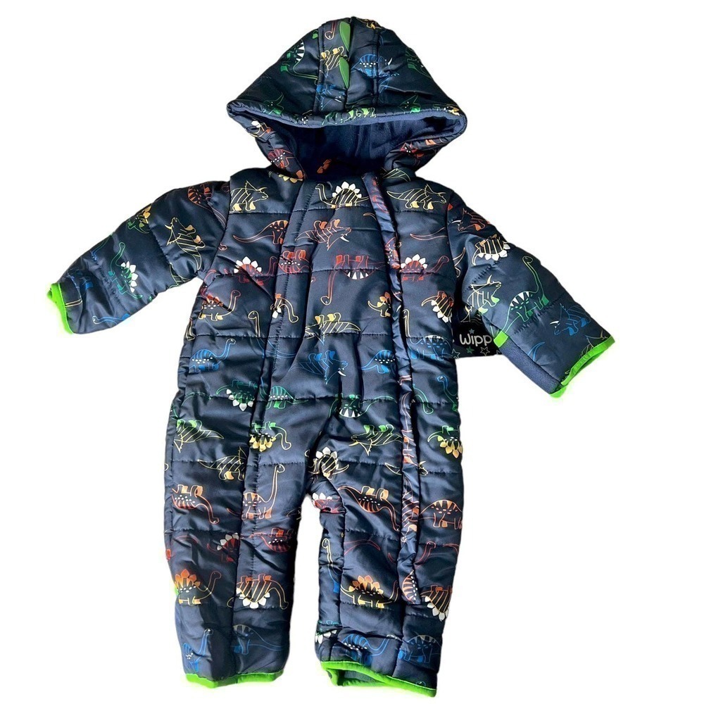 𝅺New Wippette Baby Pram Dinosaur Snowsuit Size 6/9M